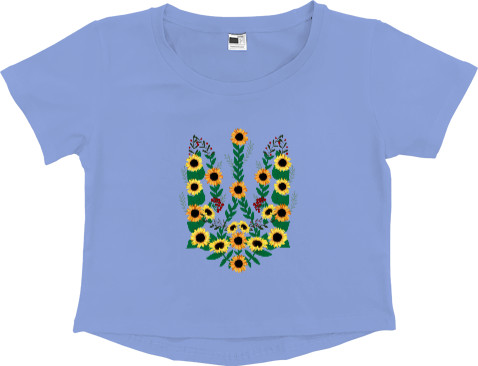 Women's Cropped Premium T-Shirt - Coat of arms with sunflowers - Mfest