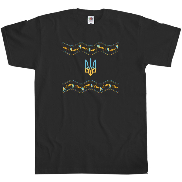 Men's T-Shirt Fruit of the loom - Coat of arms of Ukraine with an ornament - Mfest