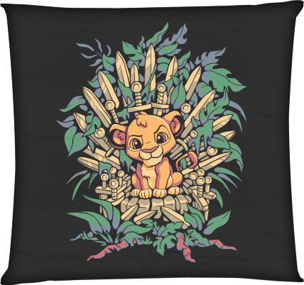 Square Throw Pillow -  Lion King on the throne - Mfest