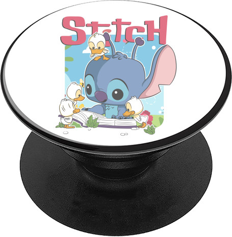 Лила и Стич - PopSocket Stand for mobile - Stitch with a book - Mfest