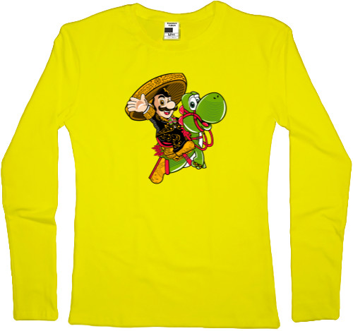 Women's Longsleeve Shirt -  Mario and Yoshi - Mfest