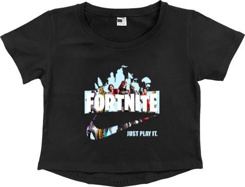 Women's Cropped Premium T-Shirt - Just play it Fortnite - Mfest