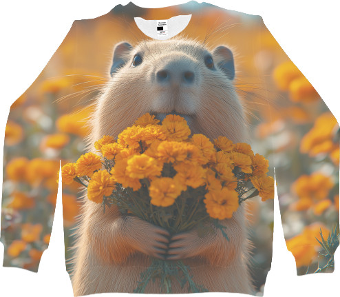 Men's Sweatshirt 3D - Flower capybara - Mfest