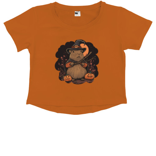 Kids' Premium Cropped T-Shirt - Capybara Halloween - Mfest