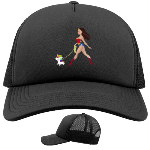 Trucker Cap -  A miracle woman walks her unicorn - Mfest