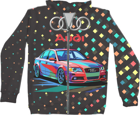 Kids' Zip-through Hoodie 3D - Audi 2 - Mfest