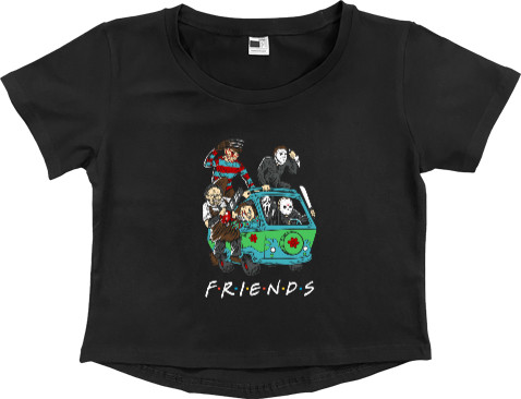 Women's Cropped Premium T-Shirt - Horror friends - Mfest