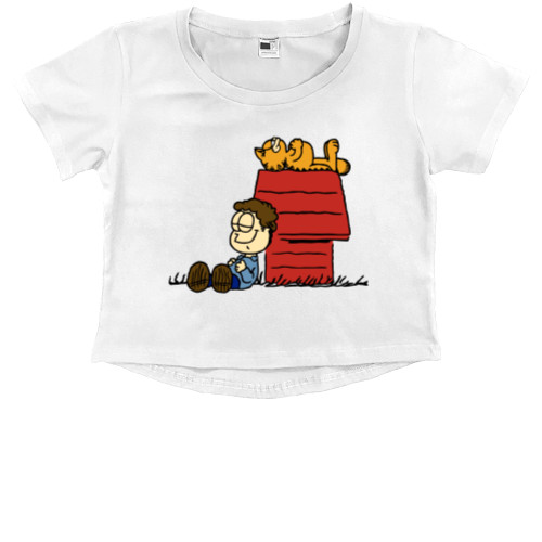 Kids' Premium Cropped T-Shirt - Garfield And Jon - Mfest