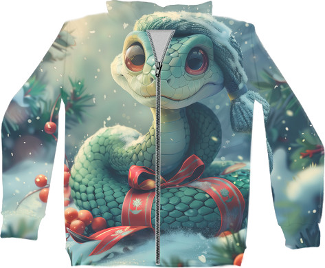 Unisex Zip-through Hoodie 3D - New Year's snake - Mfest