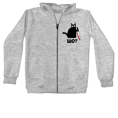 Unisex Zip-through Hoodie - Cat with knife - Mfest