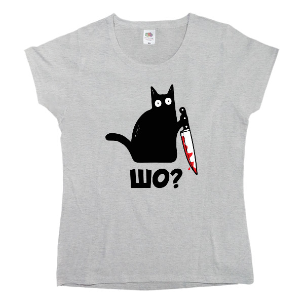 Women's T-shirt Fruit of the loom - Cat with knife - Mfest