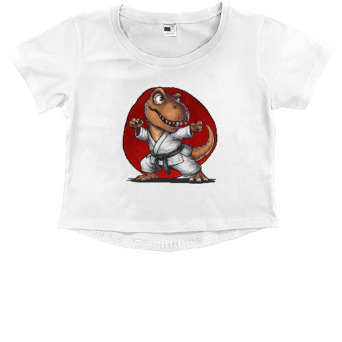 Kids' Premium Cropped T-Shirt - Karate Dino - Mfest