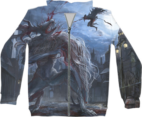 Unisex Zip-through Hoodie 3D -  Bloodborne art - Mfest