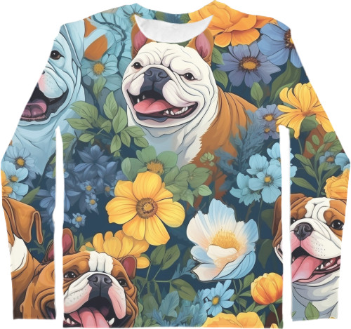 Kids' Longsleeve Shirt 3D -  Cute English Bulldog - Mfest