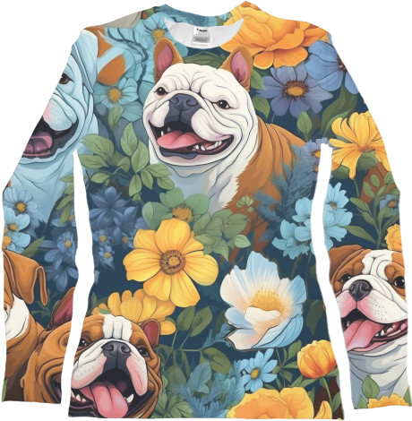 Women's Longsleeve Shirt 3D -  Cute English Bulldog - Mfest