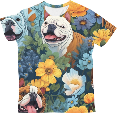 Kids' T-Shirt 3D -  Cute English Bulldog - Mfest