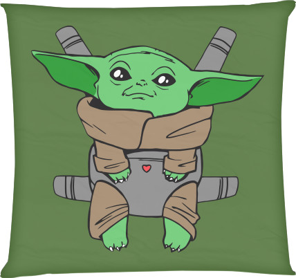 Square Throw Pillow - Cute Baby Yoda  - Mfest