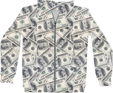 Unisex Zip-through Hoodie 3D - Dollars - Mfest