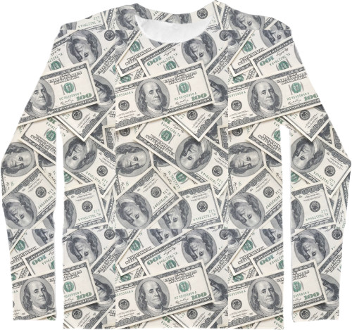 Kids' Longsleeve Shirt 3D - Dollars - Mfest