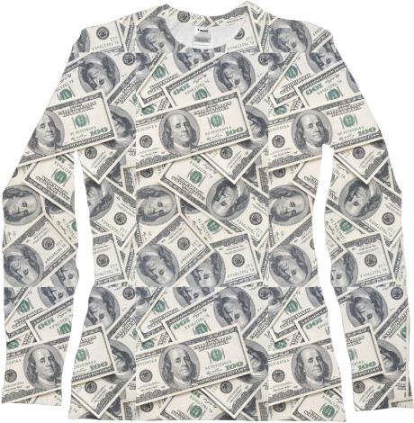 Women's Longsleeve Shirt 3D - Dollars - Mfest