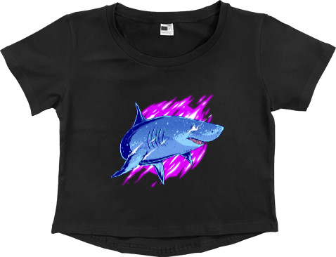 Women's Cropped Premium T-Shirt - Shark Neon - Mfest