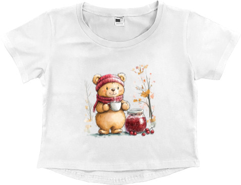 Women's Cropped Premium T-Shirt -  Teddy bear with jam - Mfest