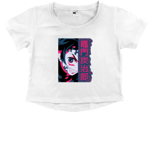 Kids' Premium Cropped T-Shirt - Kimetsu no Yaiba - Mfest