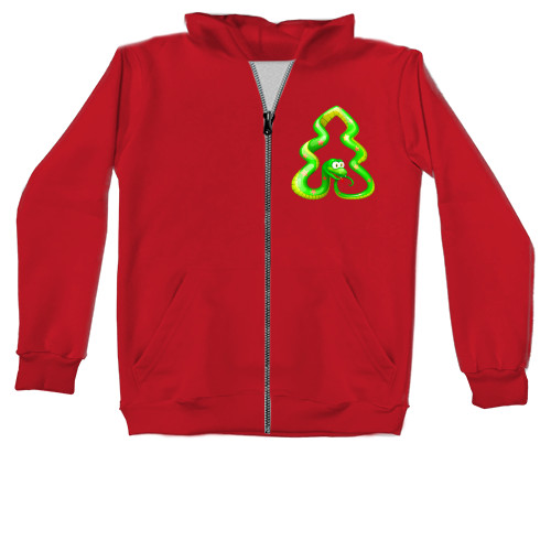 Unisex Zip-through Hoodie - Snake Christmas tree - Mfest