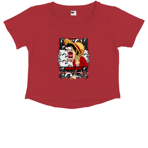 Kids' Premium Cropped T-Shirt - Luffy one Piece - Mfest