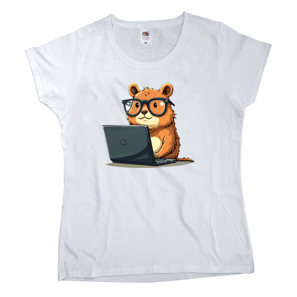 Women's T-shirt Fruit of the loom - Capybara Programmer click-clack - Mfest