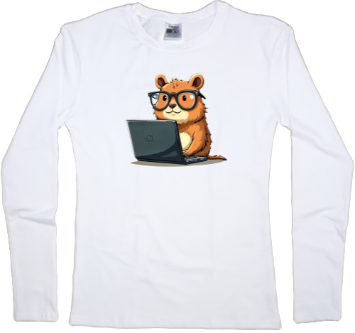 Women's Longsleeve Shirt - Capybara Programmer click-clack - Mfest