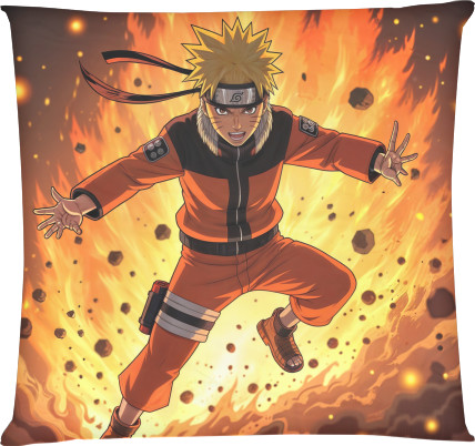 Square Throw Pillow - Naruto Fire - Mfest