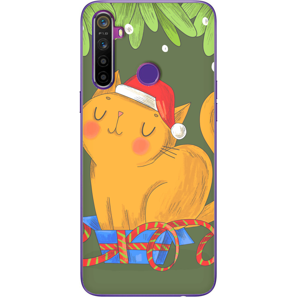 Чехол Realme -  New Year's cat - Mfest