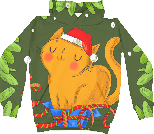 Kids' Hoodie 3D -  New Year's cat - Mfest