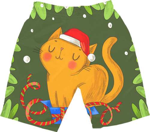 Kids' Shorts 3D -  New Year's cat - Mfest