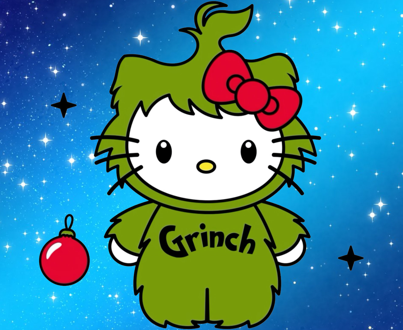 Kitty in a Grinch costume