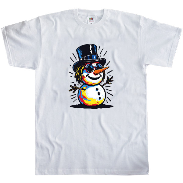 Men's T-Shirt Fruit of the loom - Сніговик у циліндрі - Mfest