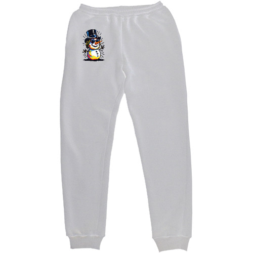 New Year and Christmas - Men's Sports Pants - Сніговик у циліндрі - Mfest