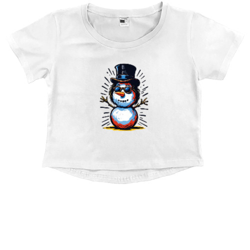 Kids' Premium Cropped T-Shirt - Кумедний сніговик - Mfest