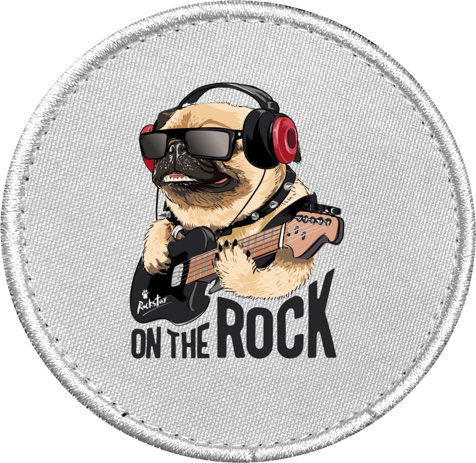 pug on the rock