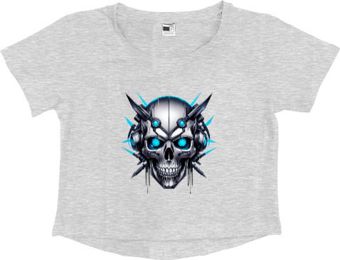 Women's Cropped Premium T-Shirt - Cyber ​​skull - Mfest