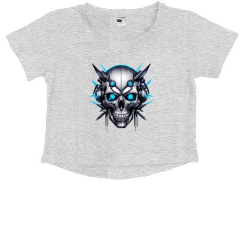 Kids' Premium Cropped T-Shirt - Cyber ​​skull - Mfest