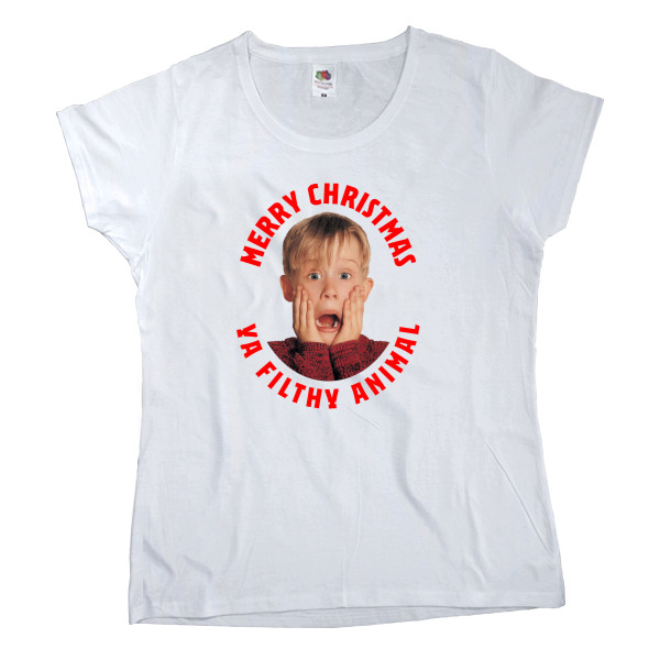 Women's T-shirt Fruit of the loom - Merry Christmas ya filthy animal - home alone - Mfest