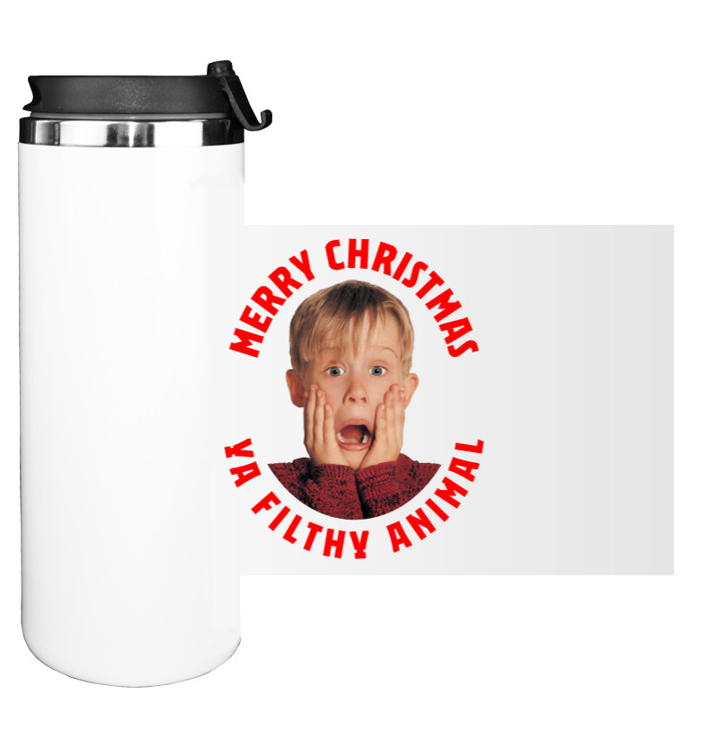 Water Bottle on Tumbler - Merry Christmas ya filthy animal - home alone - Mfest