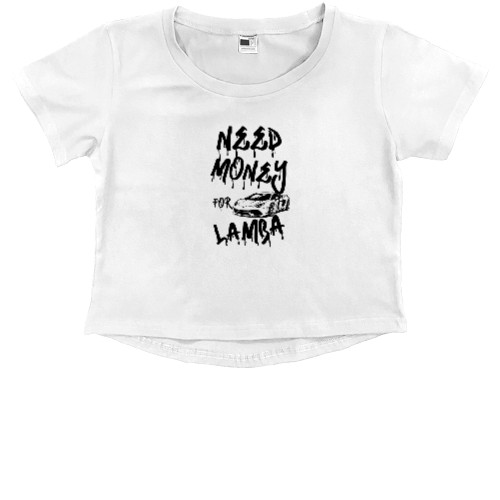 Kids' Premium Cropped T-Shirt - Need money for Lamborghini - Mfest