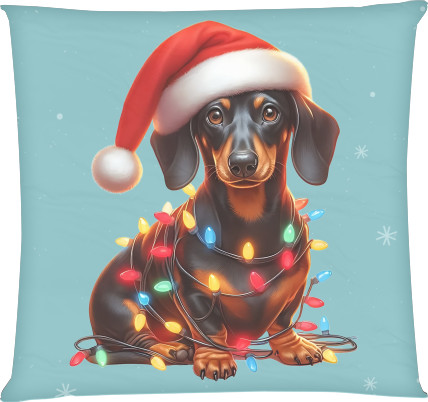 Square Throw Pillow - New Year's dachshund - Mfest