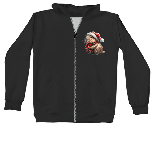 Unisex Zip-through Hoodie - Capybara in a hat - Mfest