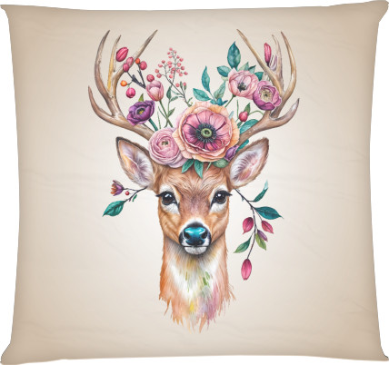 Square Throw Pillow - Forest deer - Mfest