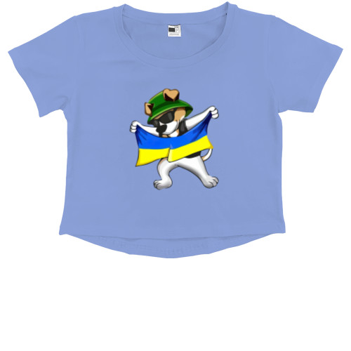 Kids' Premium Cropped T-Shirt -  Patronus dog with a flag - Mfest