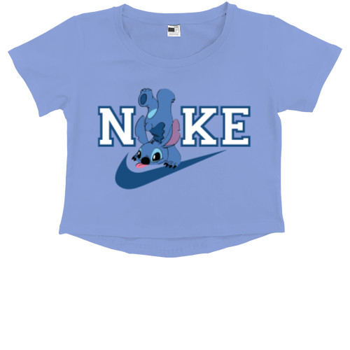 Kids' Premium Cropped T-Shirt - Stitch Nike Logo - Mfest